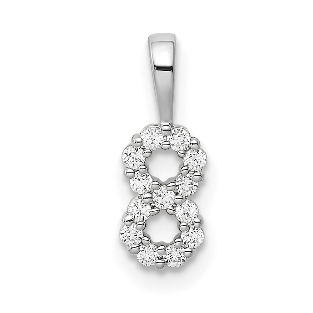 14k white gold real diamond number 8 pendant pm8369 8 013 wa