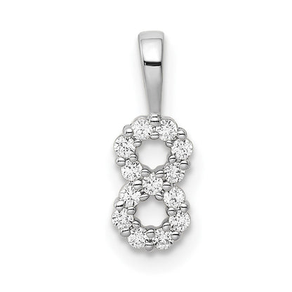 14k white gold real diamond number 8 pendant pm8369 8 013 wa