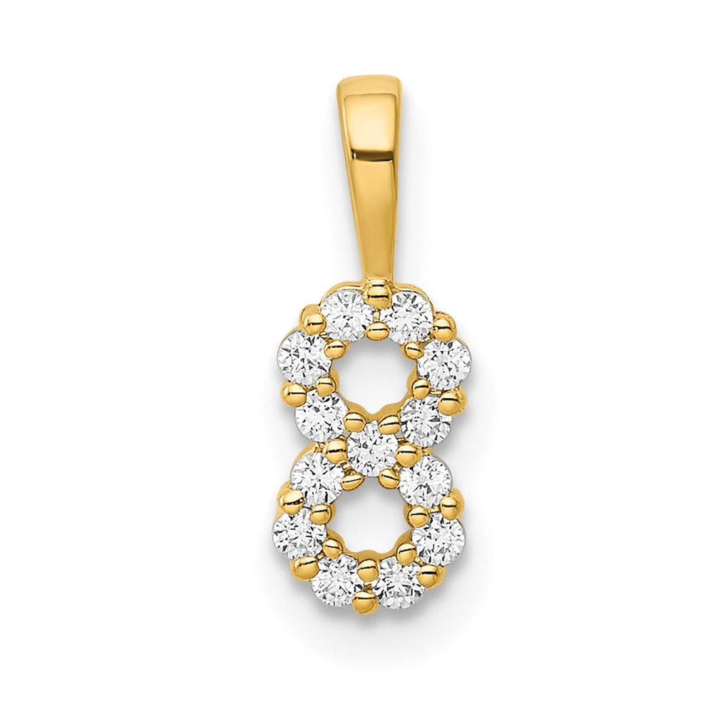 14k yellow gold real diamond number 8 pendant pm8369 8 013 ya