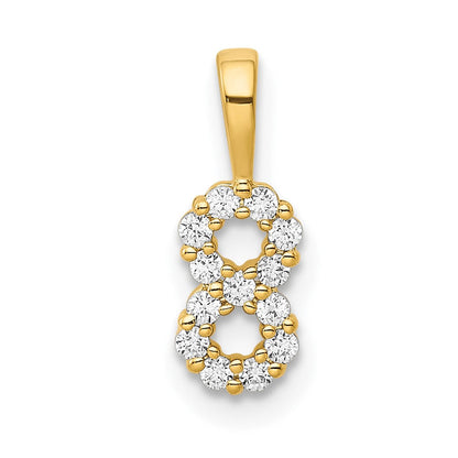 14k yellow gold real diamond number 8 pendant pm8369 8 013 ya