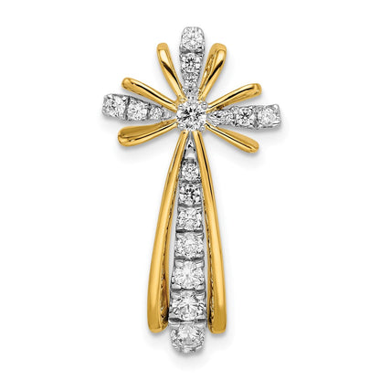 14k two tone gold polished real diamond cross pm8377 050 ywa