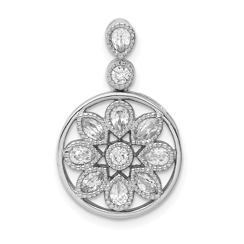 14k white gold floral real diamond chain slide pm8456 050 wa