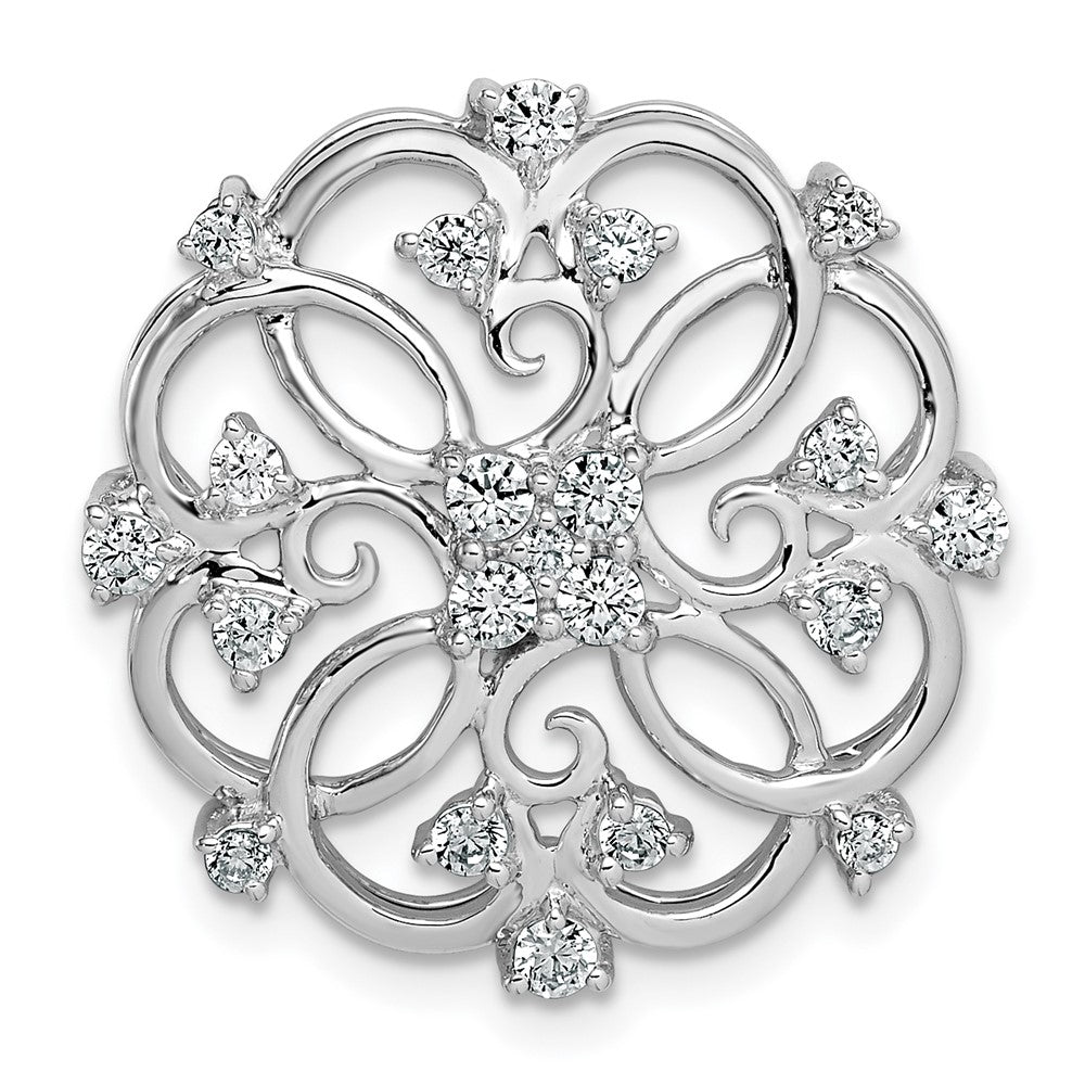14k white gold floral real diamond chain slide pm8458 050 wa