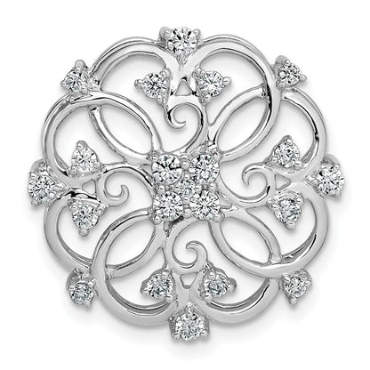 14k white gold floral real diamond chain slide pm8458 050 wa