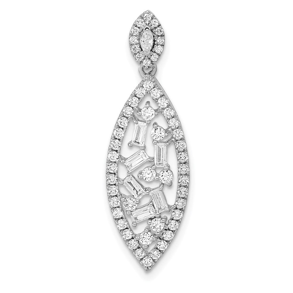 14k white gold polished fancy dangle real diamond chain slide pm8463 076 wa