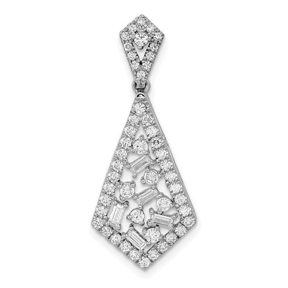 14k white gold polished fancy dangle real diamond chain slide pm8464 075 wa