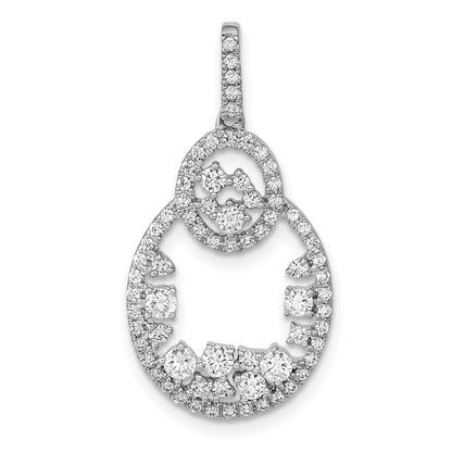 14k white gold polished fancy oval dangle real diamond pendant pm8465 070 wa