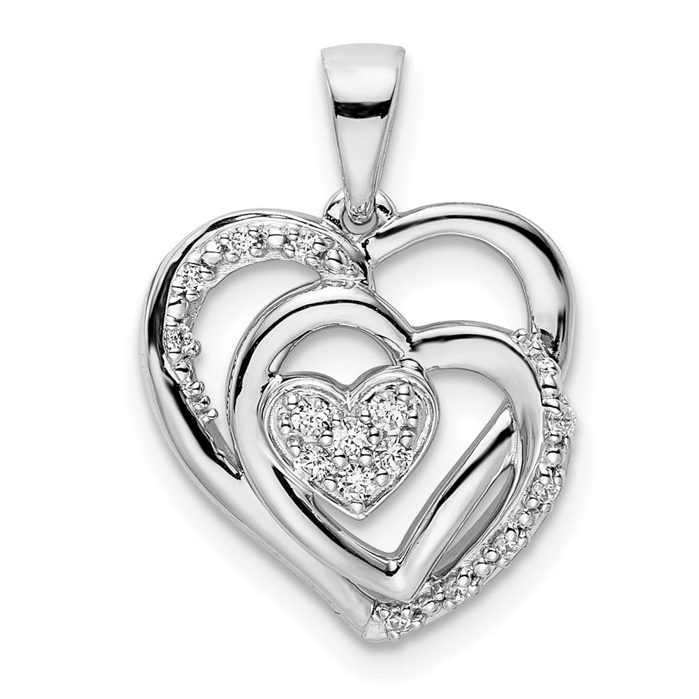 14k white gold polished heart real diamond pendant pm8488 010 wa