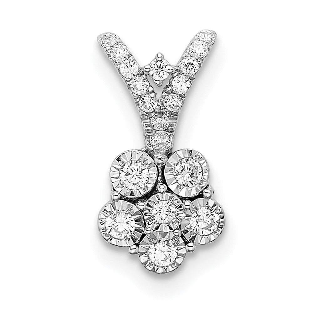 14k white gold polished real diamond flower pendant pm8495 018 wa