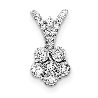 14k white gold polished real diamond flower pendant pm8495 018 wa