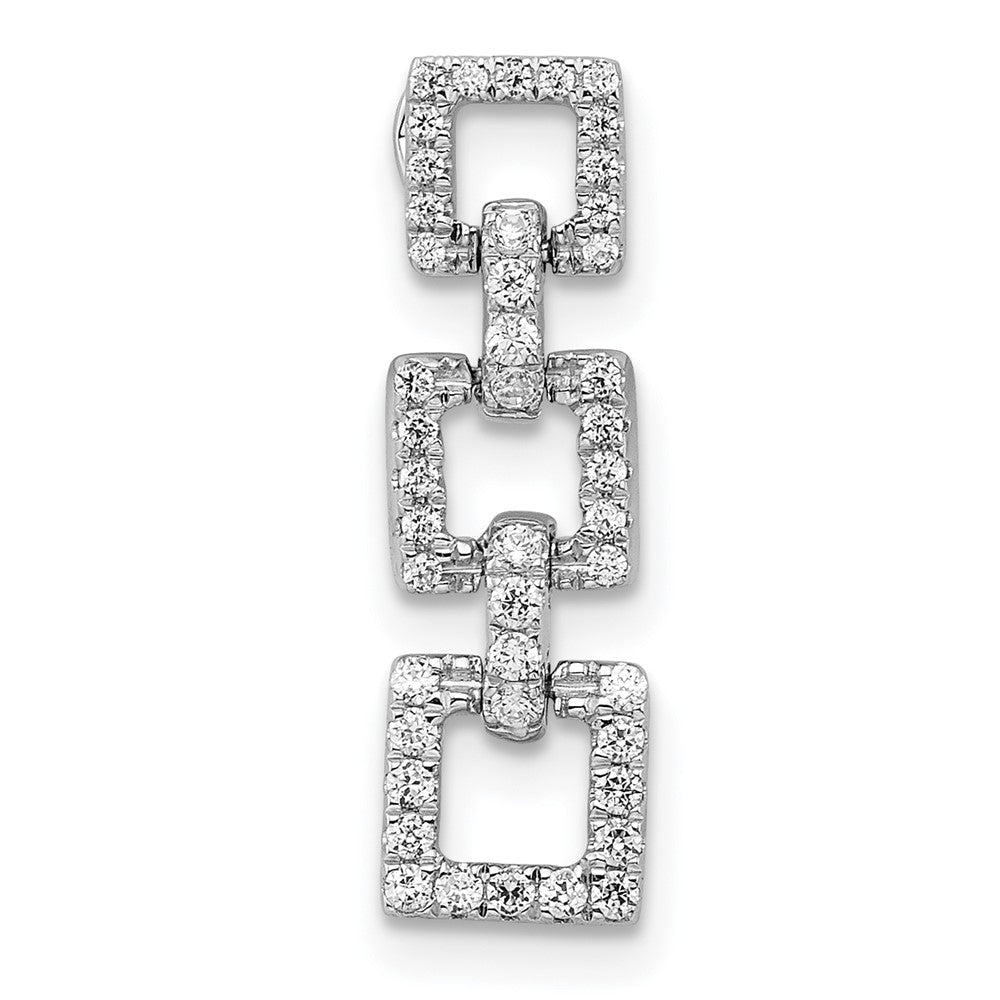 14k white gold square real diamond dangle chain slide pm8498 019 wa