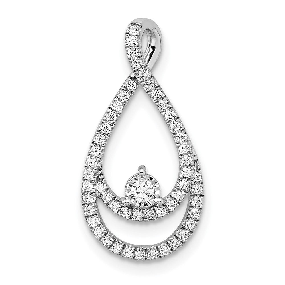 14k white gold real diamond teardrop chain slide pm8499 020 wa