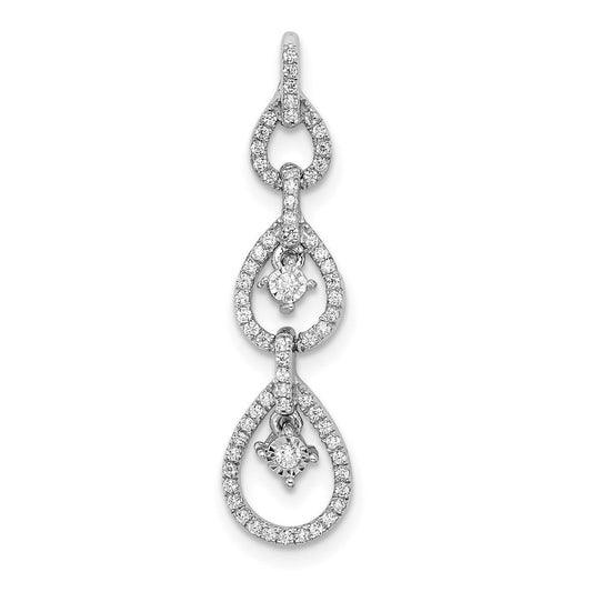 14k white gold polished teardrop dangle real diamond pendant pm8500 022 wa