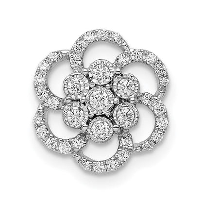 14k white gold polished real diamond flower chain slide pm8501 025 wa