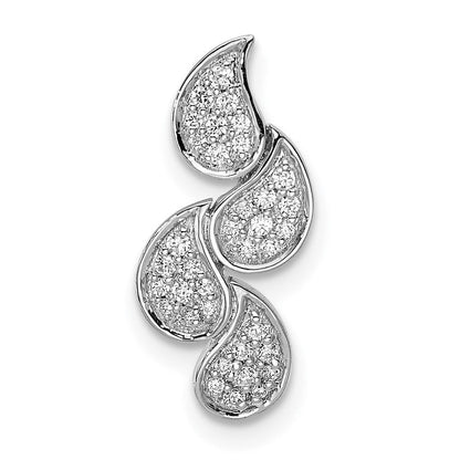 14k white gold polished teardrop real diamond chain slide pm8504 015 wa