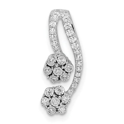 14k white gold polished real diamond double flower slide pm8507 017 wa