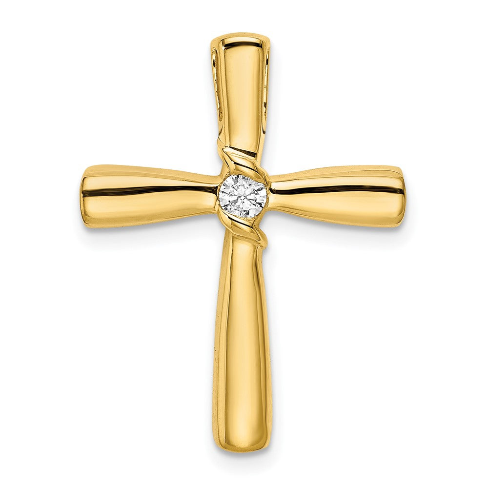 14k yellow gold polished real diamond cross chain slide pm8517 010 ya