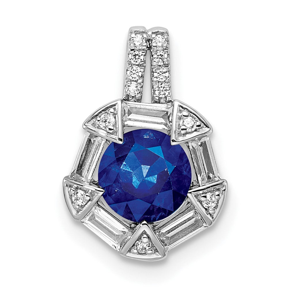 14k white gold sapphire and real diamond chain slide pm8520 sa 032 wa