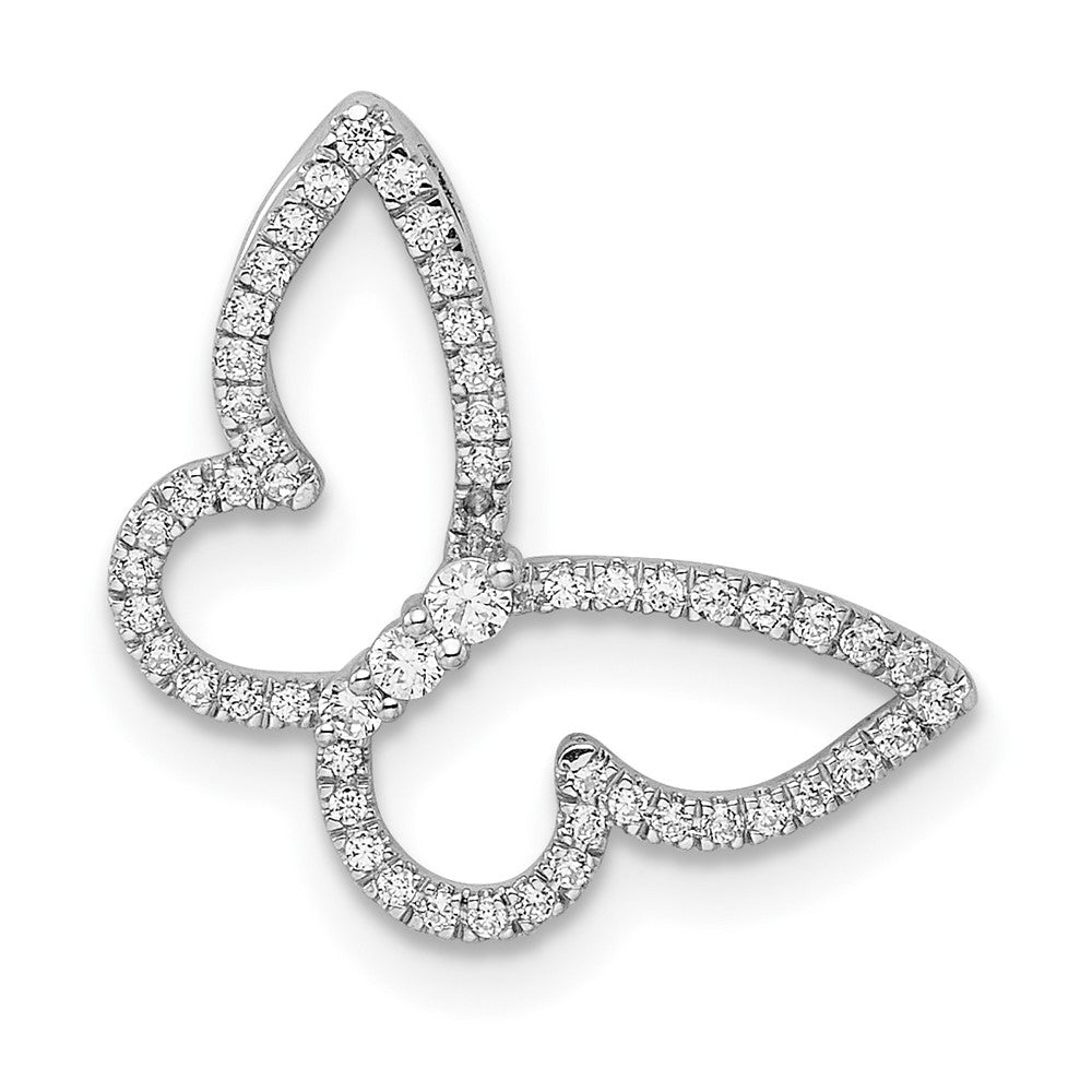 14k white gold polished butterfly real diamond chain slide pm8522 020 wa