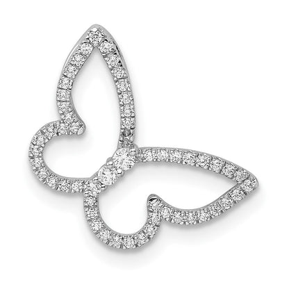 14k white gold polished butterfly real diamond chain slide pm8522 020 wa