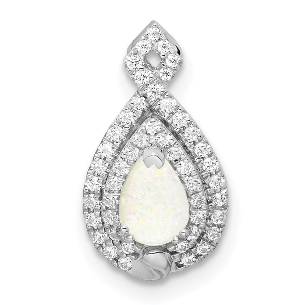 14k white gold polished pear opal real diamond chain slide pm8525 op 016 wa