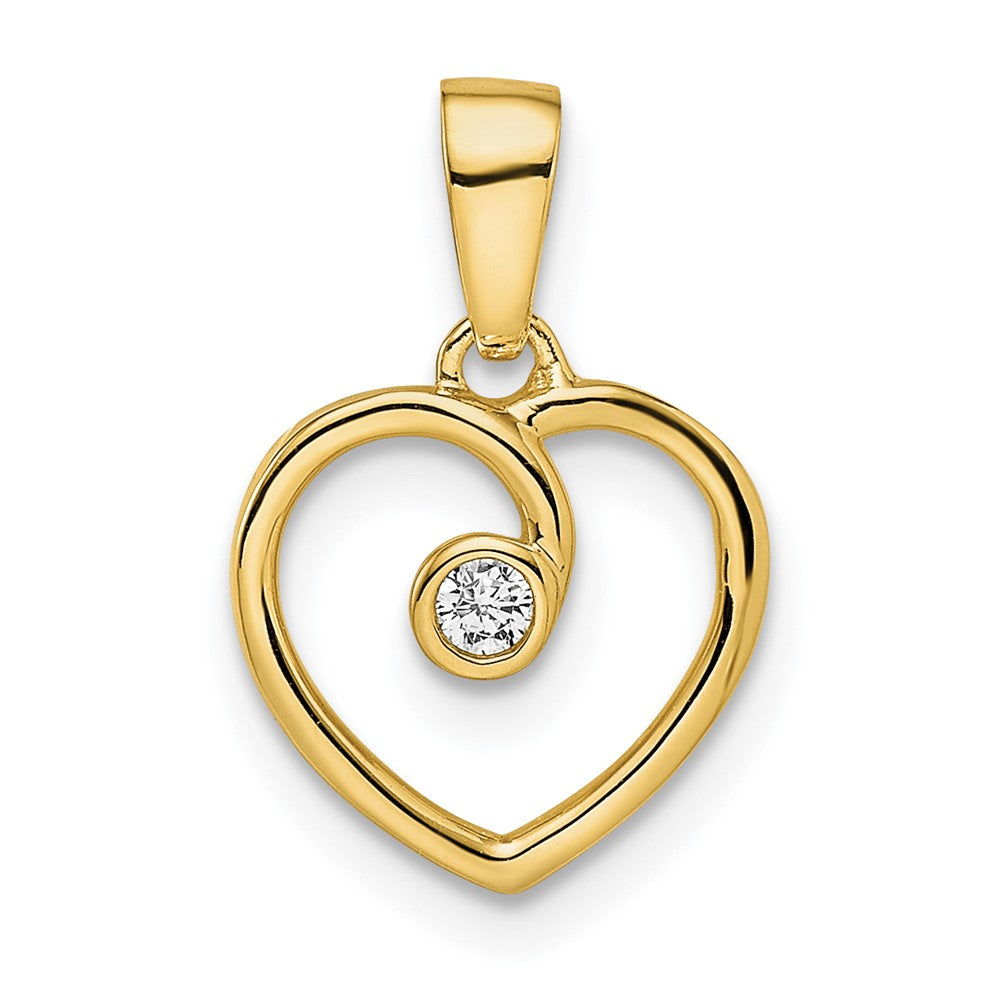 14k yellow gold polished heart real diamond pendant pm8535 003 ya