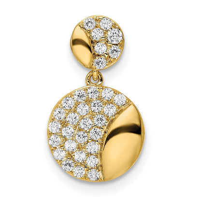 14k yellow gold polished double circle real diamond chain slide pm8554 034 ya