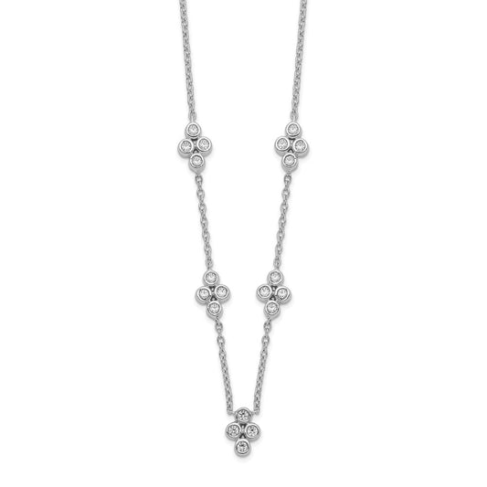 14k white gold 5 station real diamond 18in necklace pm8564 025 wa
