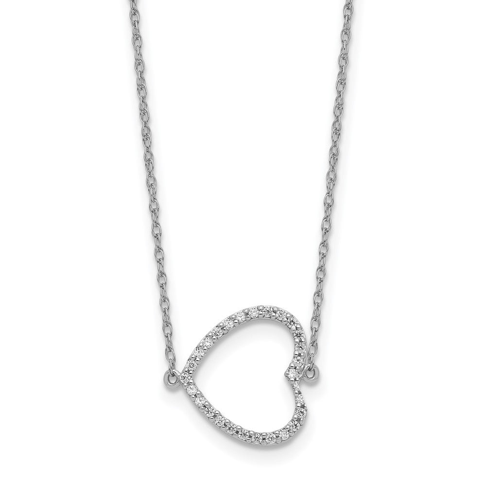 14k white gold sideways real diamond heart 18in necklace pm8568 016 wa