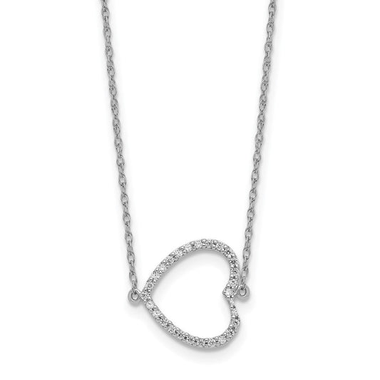 14k white gold sideways real diamond heart 18in necklace pm8568 016 wa
