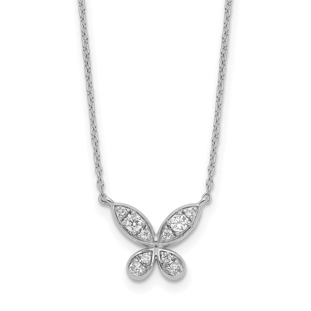 14k white gold real diamond butterfly 18in necklace pm8571 025 wa