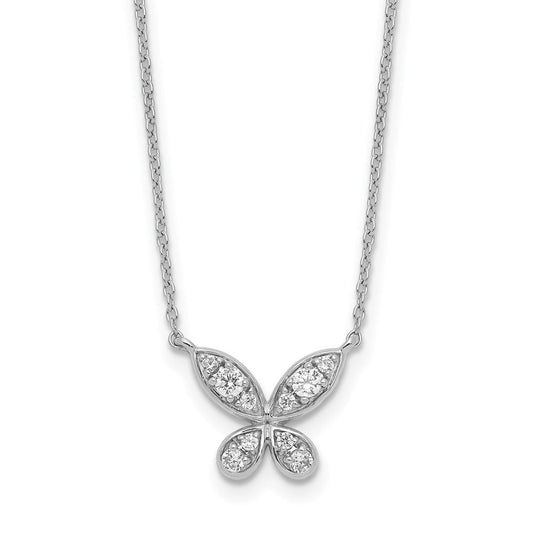 14k white gold real diamond butterfly 18in necklace pm8571 025 wa