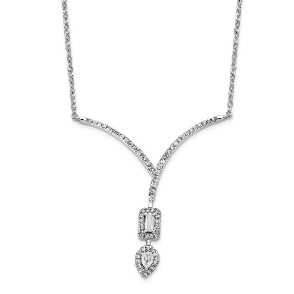 14k white gold real diamond pear emerald shape dangle 18in necklace pm8574 036 wa