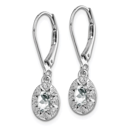 Sterling Silver Rhodium-plated Diamond u0026 White Topaz Earrings