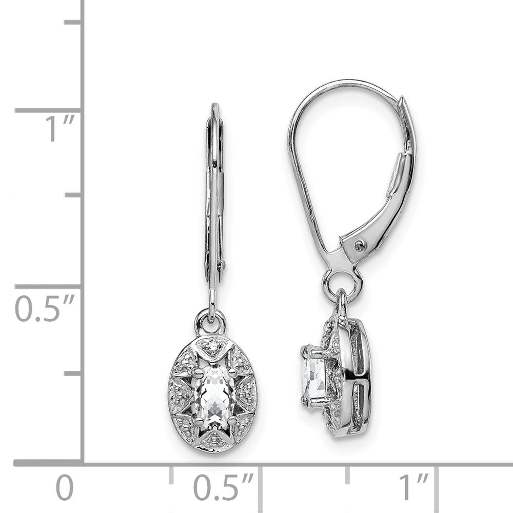 Sterling Silver Rhodium-plated Diamond u0026 White Topaz Earrings