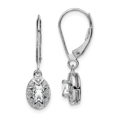 Sterling Silver Rhodium-plated Diamond u0026 White Topaz Earrings
