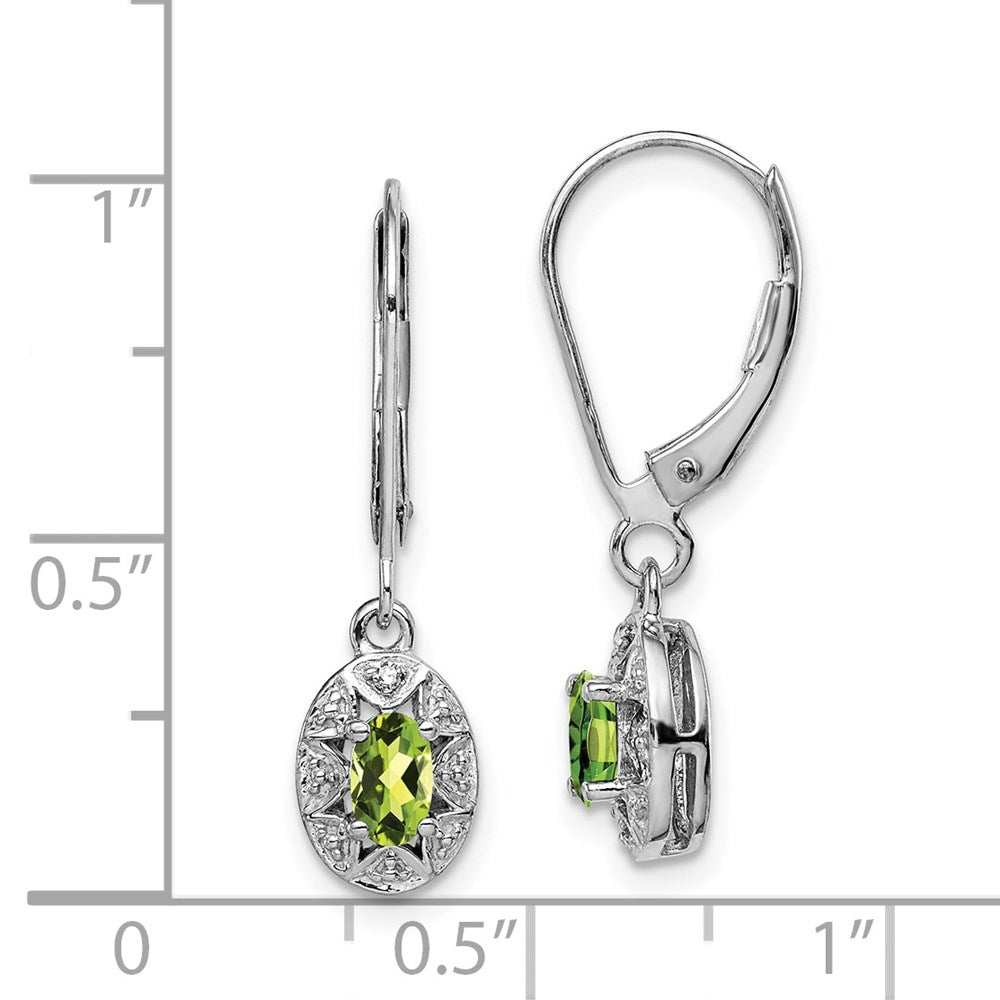 Sterling Silver Rhodium-plated Diamond u0026 Peridot Earrings
