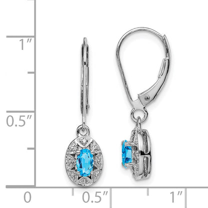 Sterling Silver Rhodium-plated Diamond u0026 Blue Topaz Earrings