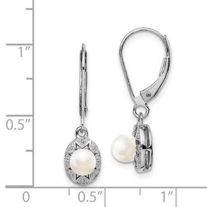 Sterling Silver Rhodium-plated Diamond u0026 FW Cultured Pearl Earrings