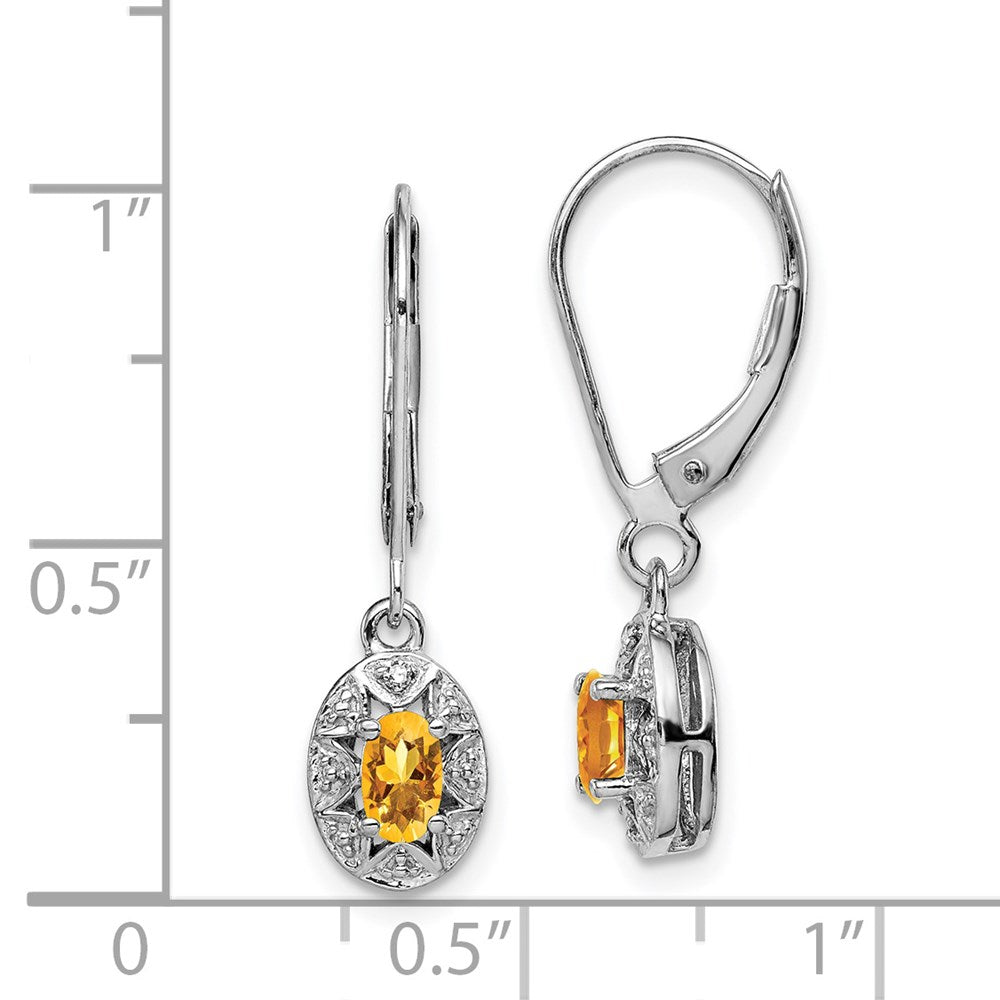 Sterling Silver Rhodium-plated Diamond u0026 Citrine Earrings