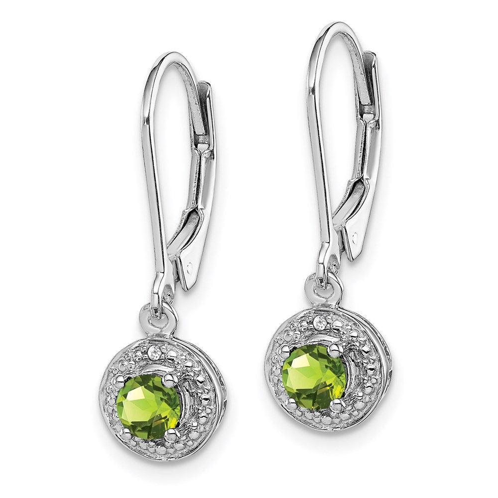 Sterling Silver Rhodium-plated Diamond u0026 Peridot Earrings