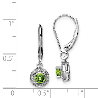 Sterling Silver Rhodium-plated Diamond u0026 Peridot Earrings