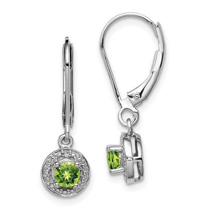 Sterling Silver Rhodium-plated Diamond u0026 Peridot Earrings