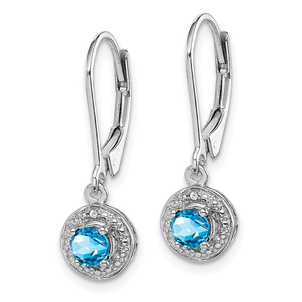 Sterling Silver Rhodium-plated Diamond u0026 Blue Topaz Earrings