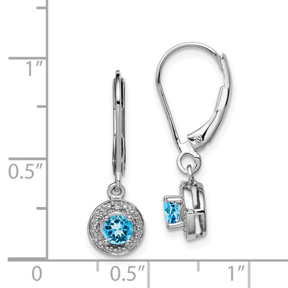 Sterling Silver Rhodium-plated Diamond u0026 Blue Topaz Earrings