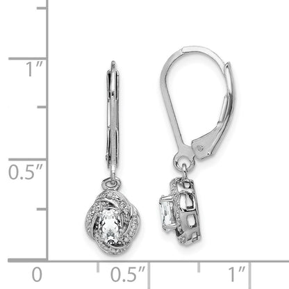 Sterling Silver Rhodium-plated Diamond u0026 White Topaz Earrings