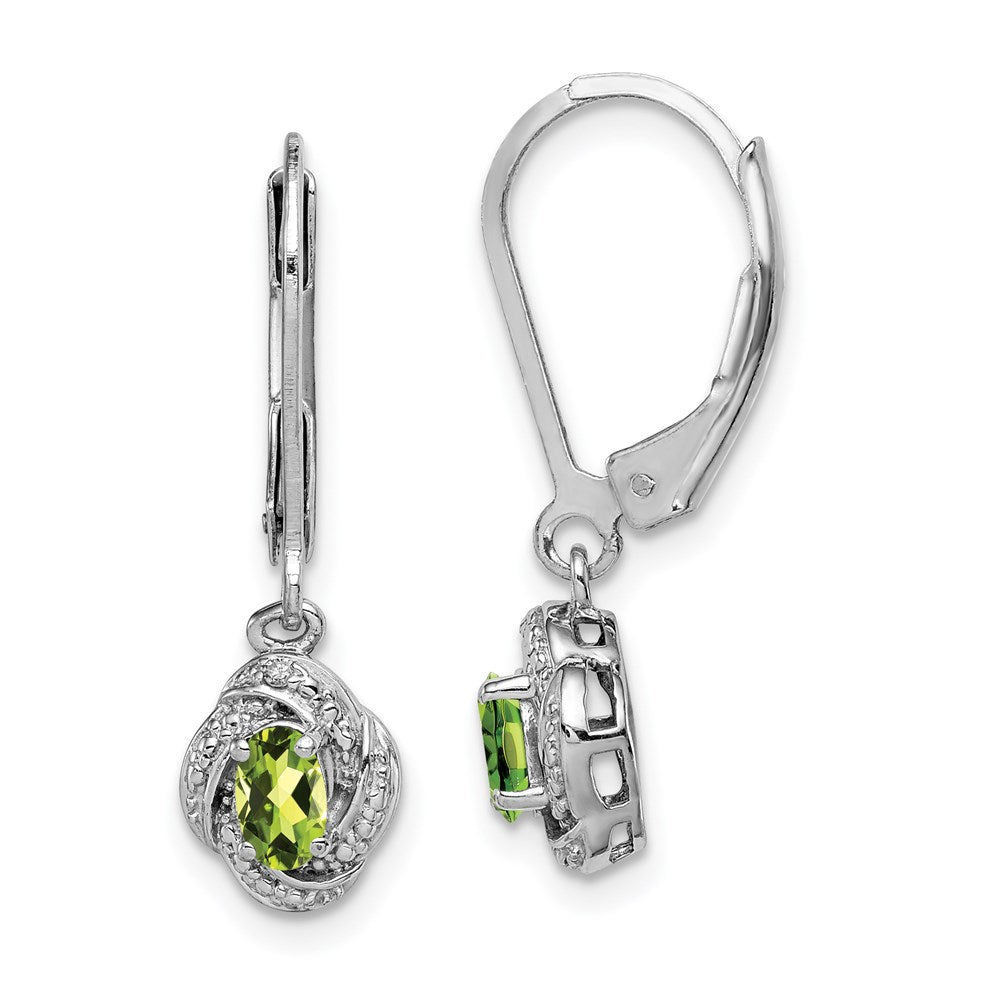Sterling Silver Rhodium-plated Diamond u0026 Peridot Earrings