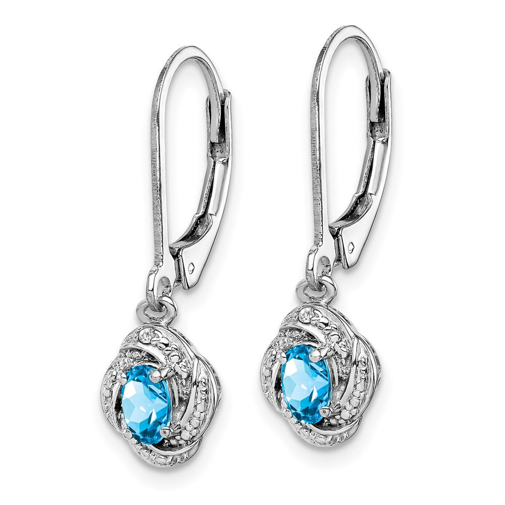 Sterling Silver Rhodium-plated Diamond u0026 Blue Topaz Earrings