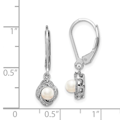 Sterling Silver Rhodium-plated Diamond u0026 FW Cultured Pearl Earrings