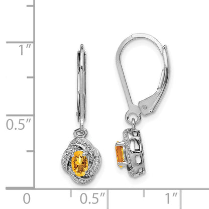 Sterling Silver Rhodium-plated Diamond u0026 Citrine Earrings